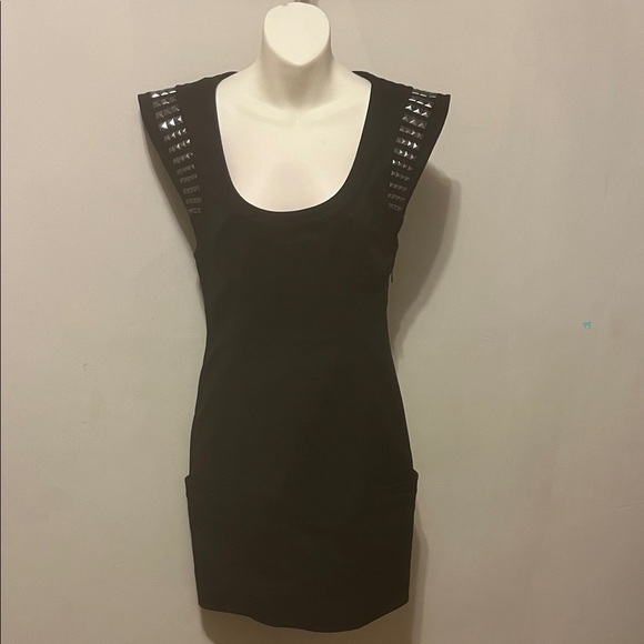 Mackage Dresses & Skirts - Mackage Black Studded Mini Dress Deep Scoop Neck